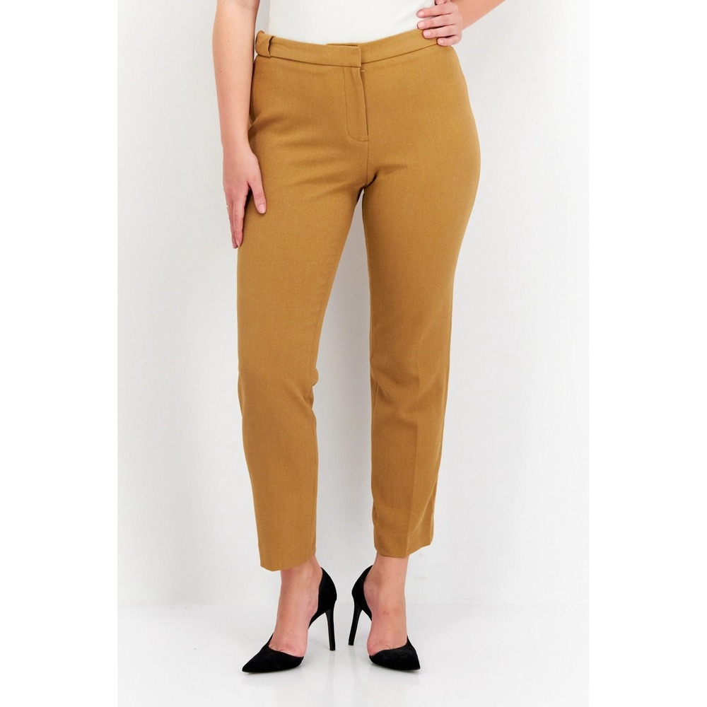 "NWT" Calvin Klein Women Petite Textured Straight Leg Pants Brown- Size 2 Petite